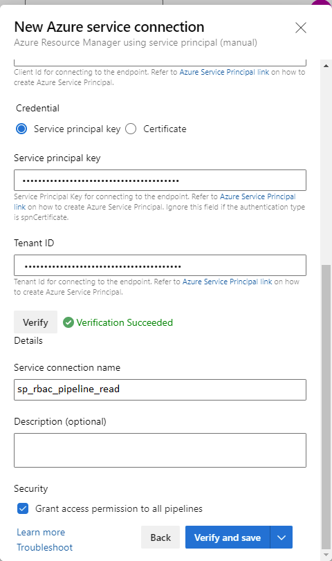 Create service connection